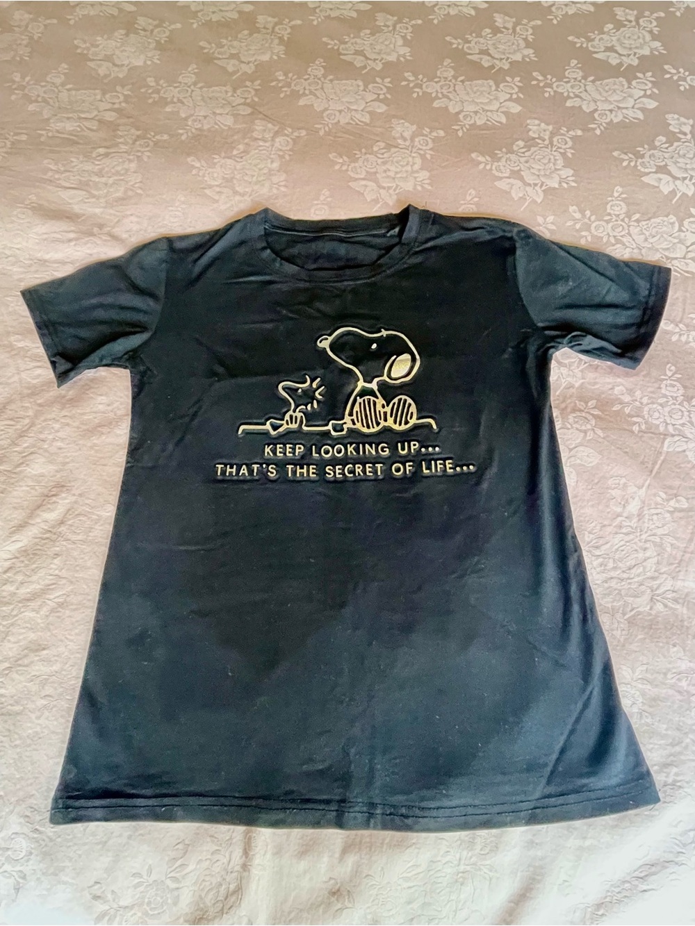 Black Snoopy Iridescent Graphic Short Sleeve Tee